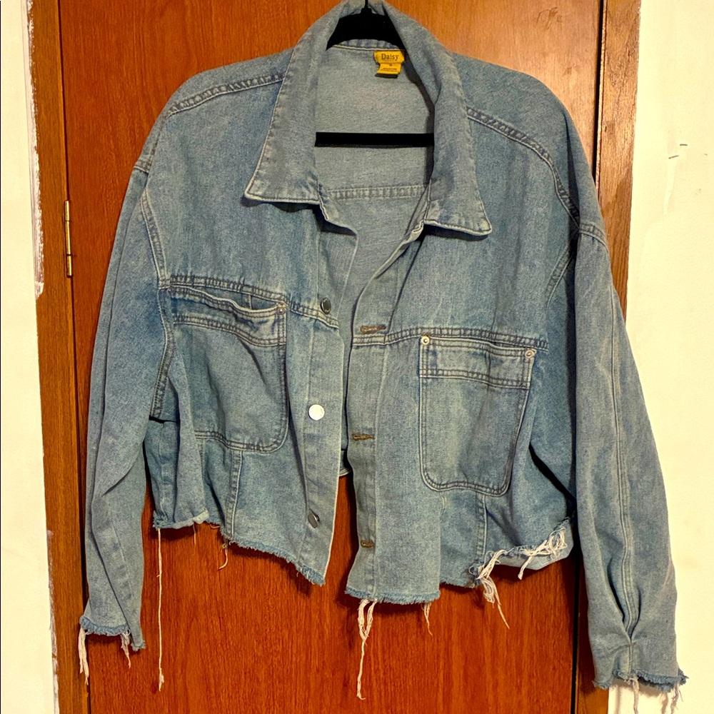 Light Blue Frayed Jean Jacket